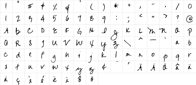 FG Jayne Regular  glyph index