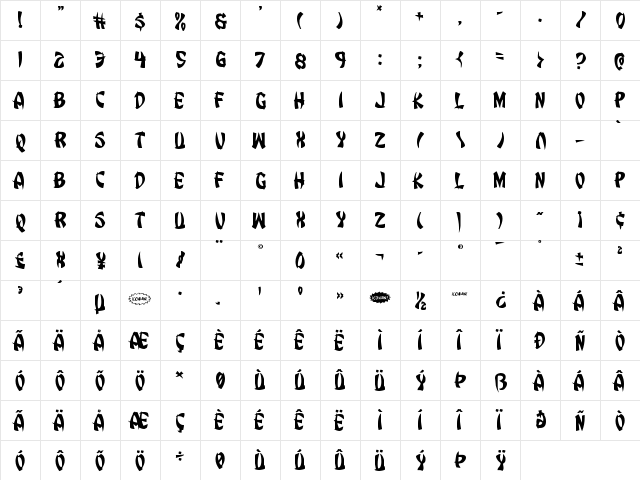 Egg Roll Regular  glyph index