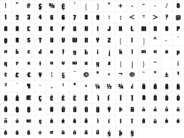 Savings Bond Contour Regular  glyph index