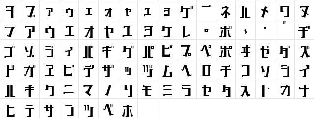 key Bold  glyph index
