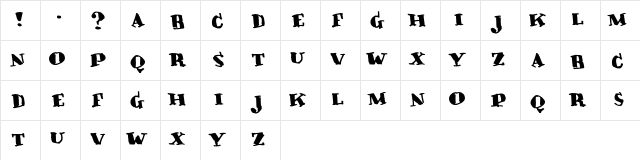 Crunky Regular  glyph index