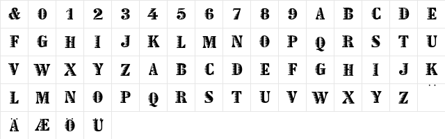 Declared Regular  glyph index