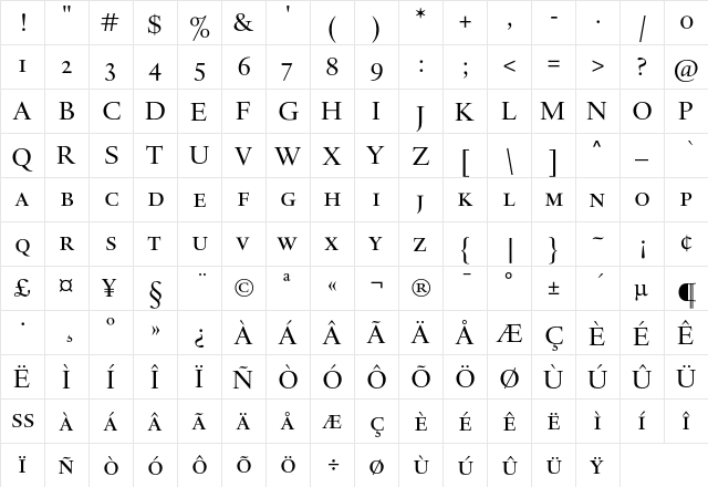 DTLHaarlemmerDCaps Regular  glyph index