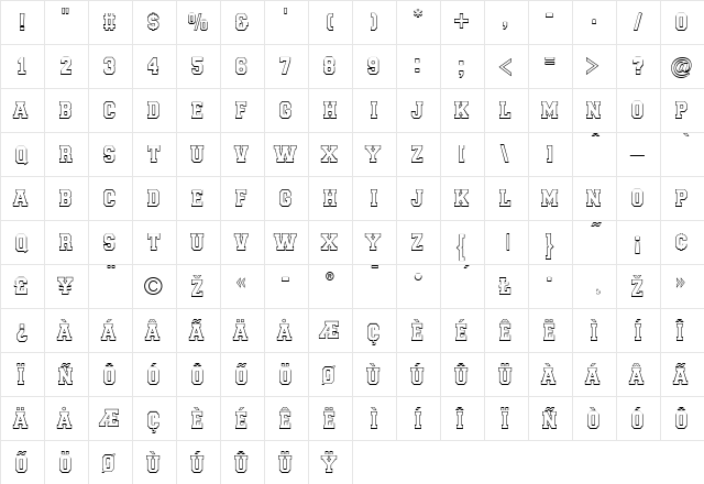 SportsJersey Regular  glyph index