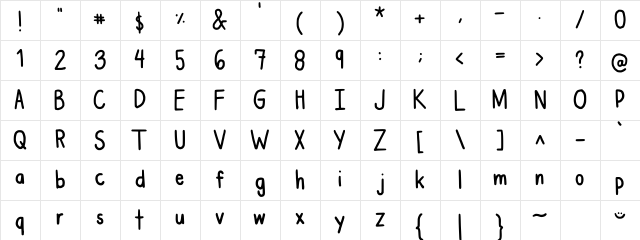 Cookiesmallman Regular  glyph index