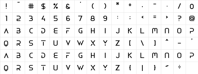 EMYRLA Regular  glyph index