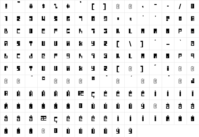 Rocket Regular  glyph index