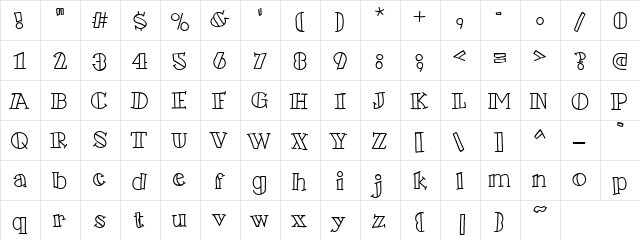 Scrap Color Me 4 Regular  glyph index