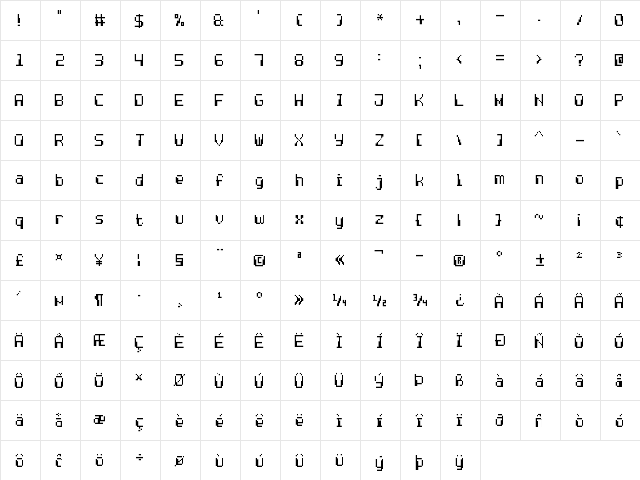 Computer Pixel-7 Regular  glyph index