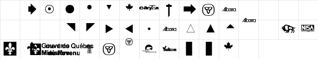 Tax Fonts Regular  glyph index