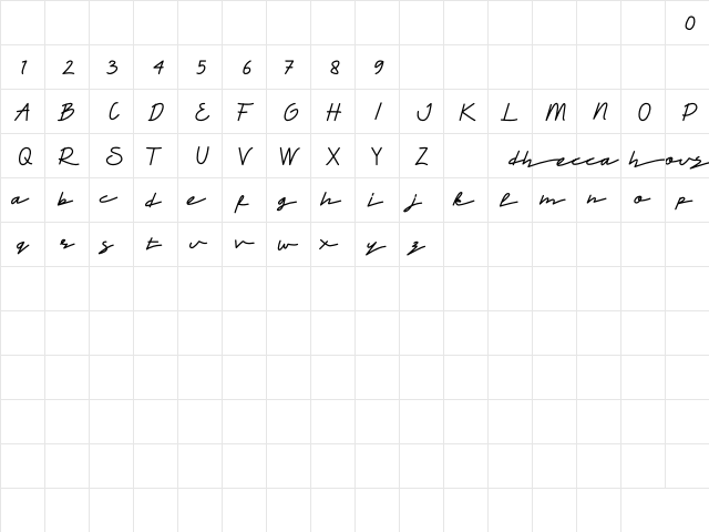 Dhecca House Regular  glyph index