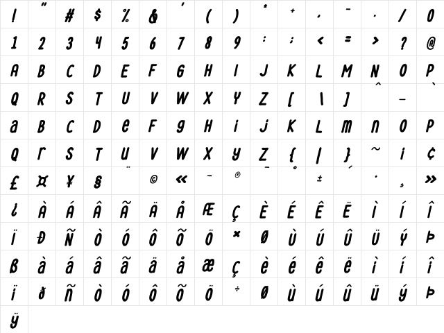 Le Havre City Bold Oblique Havre-City-Bold-Oblique  glyph index