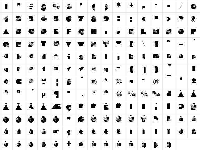 Simaloa Becker Regular  glyph index