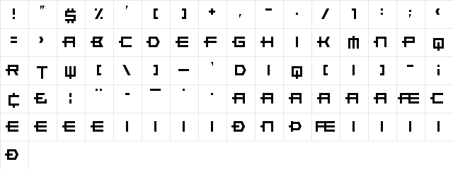 Xero's Karma Regular  glyph index