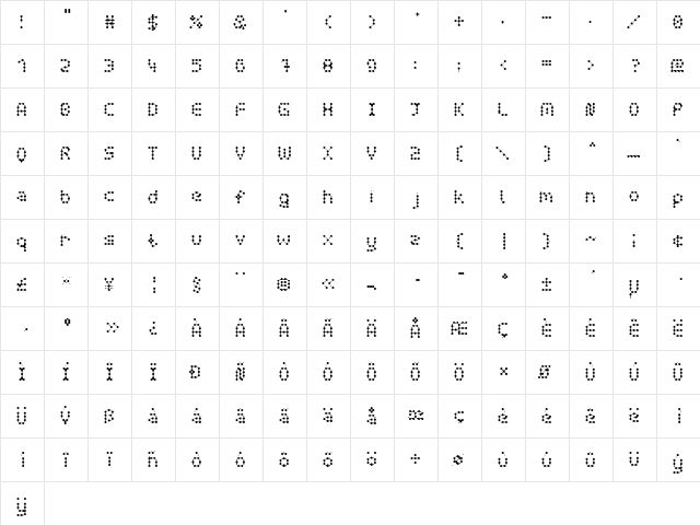 curly lava bubble Light  glyph index