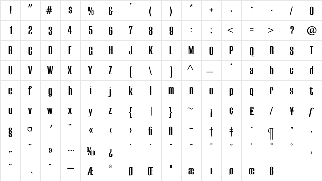EuropaGrotesqueBold Regular  glyph index
