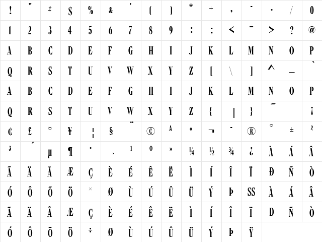 CaslonGraComD Regular  glyph index