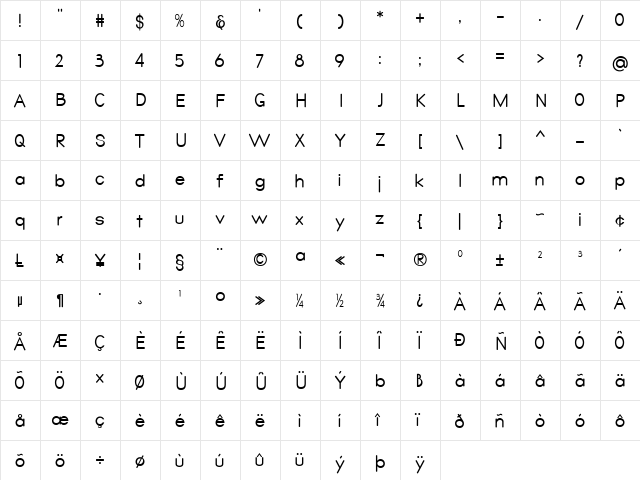 Qualio Regular  glyph index