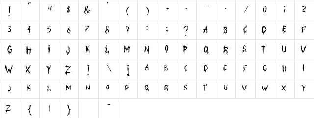 Blanksack Immortal Regular  glyph index