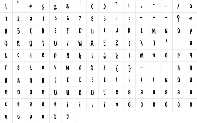 Robeck Regular  glyph index