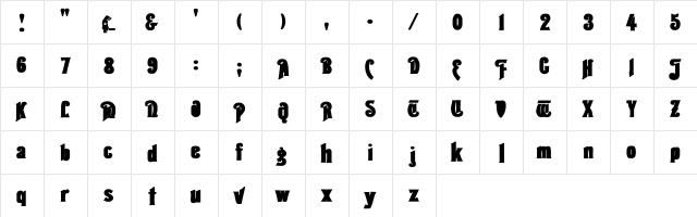 Thalia bold Bold  glyph index