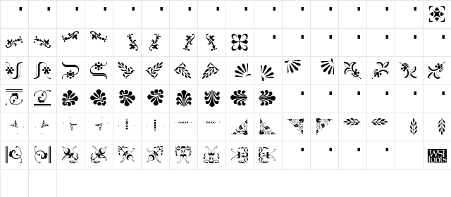 Borderbats-Fleur2 Regular  glyph index