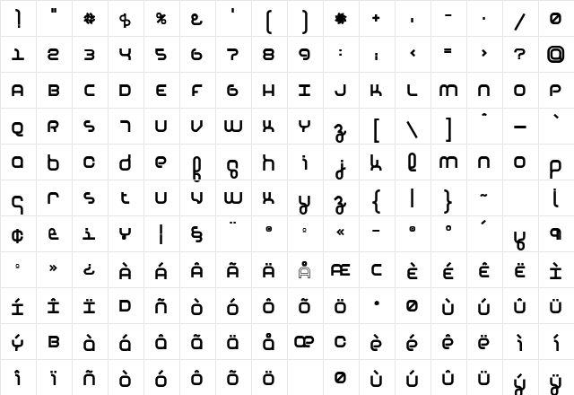 Basis HeavyRound  glyph index