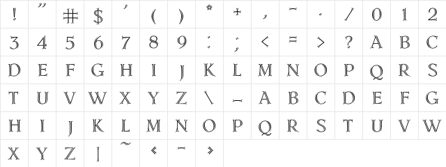 LidiaC Regular  glyph index