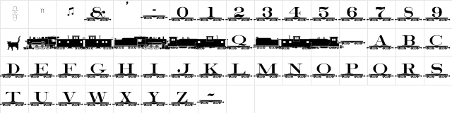 AlphabetTrain Regular  glyph index