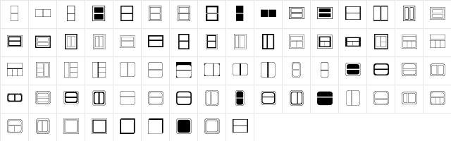 Boxes Regular  glyph index