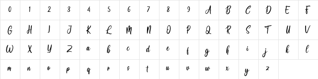 Carmeliya_demo Regular  glyph index