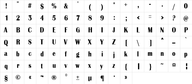 a_AlbionicNr Bold  glyph index