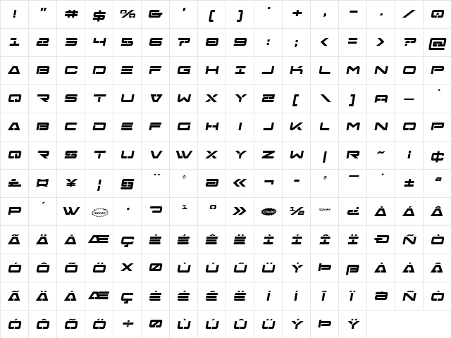 Free Agent Bold Semi-Italic Semi-Italic  glyph index