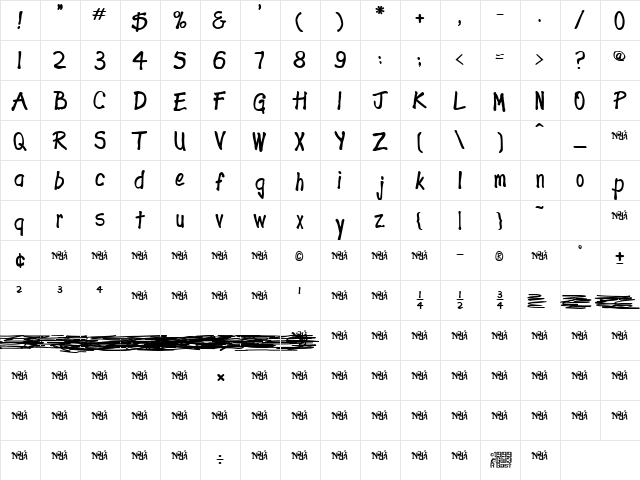 Expletive Deleted Regular  glyph index