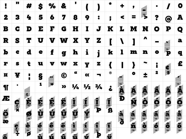 XXII Geom Slab DEMO Black  glyph index