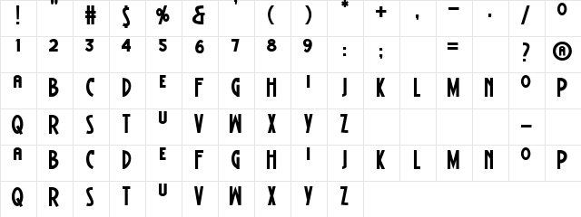 Ceiling Regular  glyph index