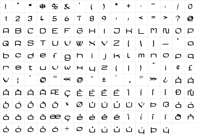 Casa Sans Fettig Bold  glyph index