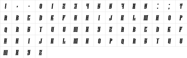 Damages 3D Filled Italic  glyph index