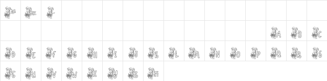Easter Bunny Pooh Regular  glyph index