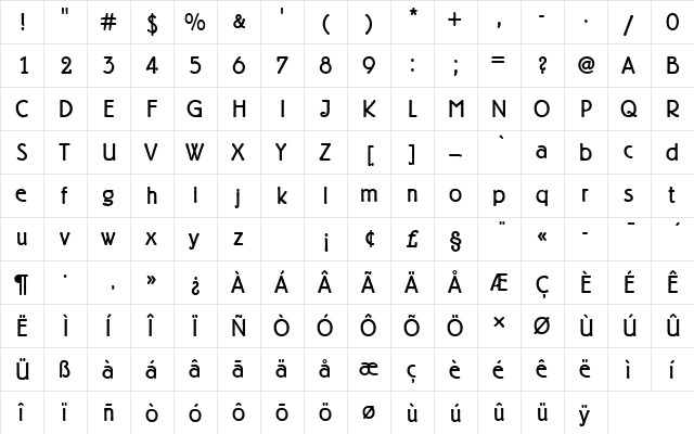 BerlinerGroDLigRo1 Regular  glyph index