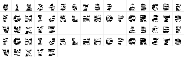 101! Tiger Print Regular  glyph index