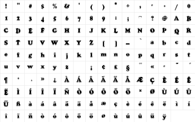 CooperBlaDConIn1 Regular  glyph index