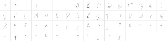 Romances Script Font Regular  glyph index