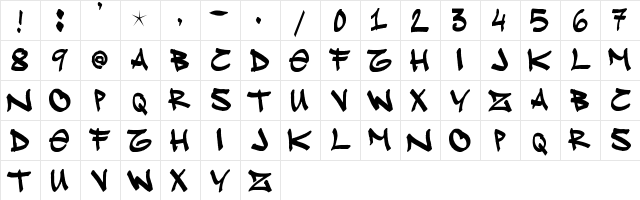 New Regular  glyph index