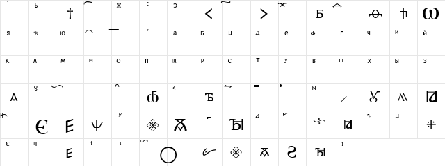 Methodius Regular  glyph index