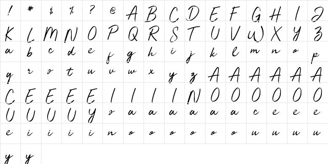 Jelytta Regular  glyph index