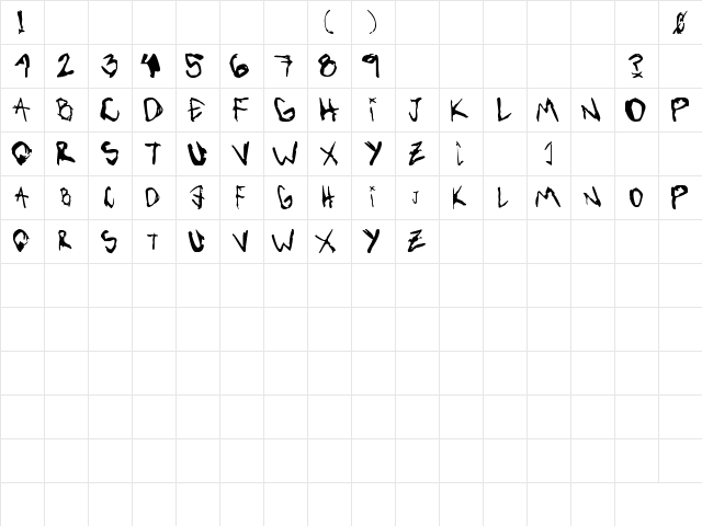 VibratteLetters! Regular  glyph index