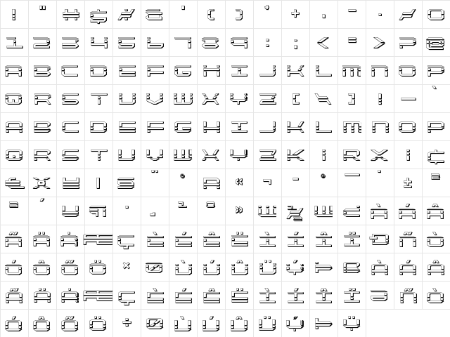 QuickQuick 3D Regular  glyph index