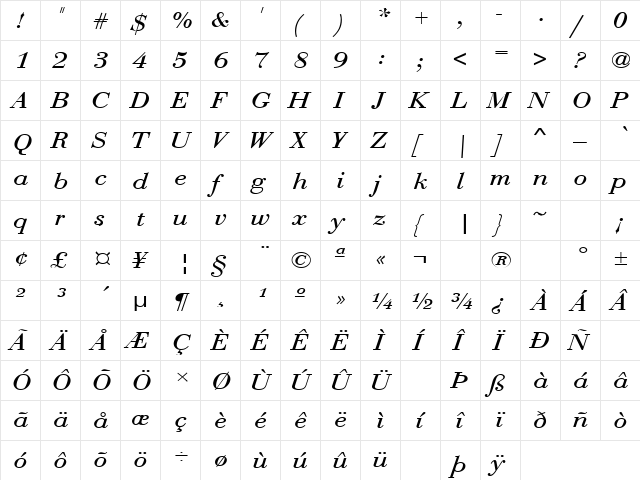 Us And Them 1 Regular  glyph index