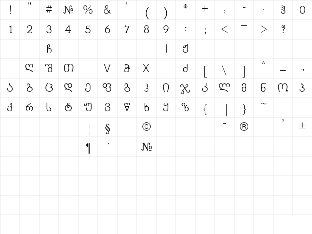 Chweul Mt_n Regular  glyph index